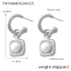 TXF048-Boucles d'oreilles en acier et perles d'eau douce Image7