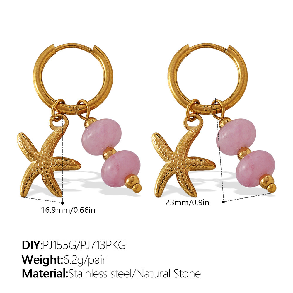 1 Paire De Boucles D'Oreilles Pendantes Oceanic En Acier Inoxydable Étanche Couleur Or 