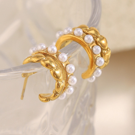 1 paire de boucles d'oreilles créoles en acier inoxydable doré, étanches, en forme de cœur 2