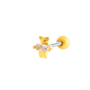Boucle D'Oreille Piercing En Forme De Nœud En Cuivre Doré Et Zircon h5