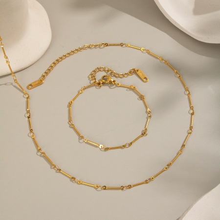 Ensemble collier et chaîne en acier inoxydable étanche couleur or