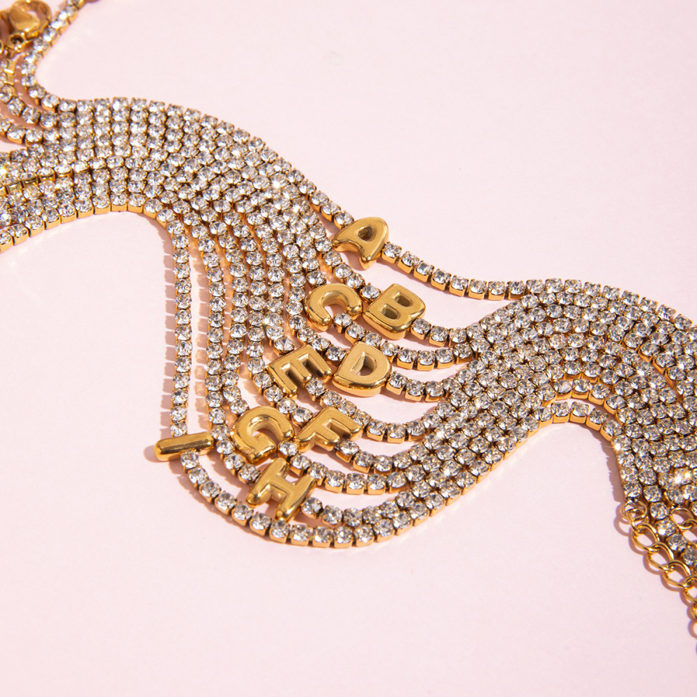 Bracelet À Breloques Pour Femme, En Acier Inoxydable, Étanche, Couleur Or, Orné D'Une Lettre Délicate (1 Pièce). Image7