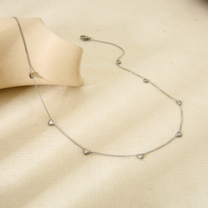 Collier Pour Femme En Acier Inoxydable Imperméable En Forme De Cœur Tridimensionnel, À Monter Soi-Même h5 Image4