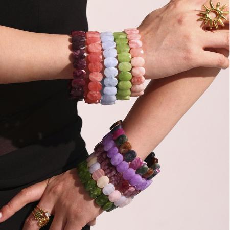 Bracelet de perles polychromes en pierres naturelles pour femme, 1 pièce