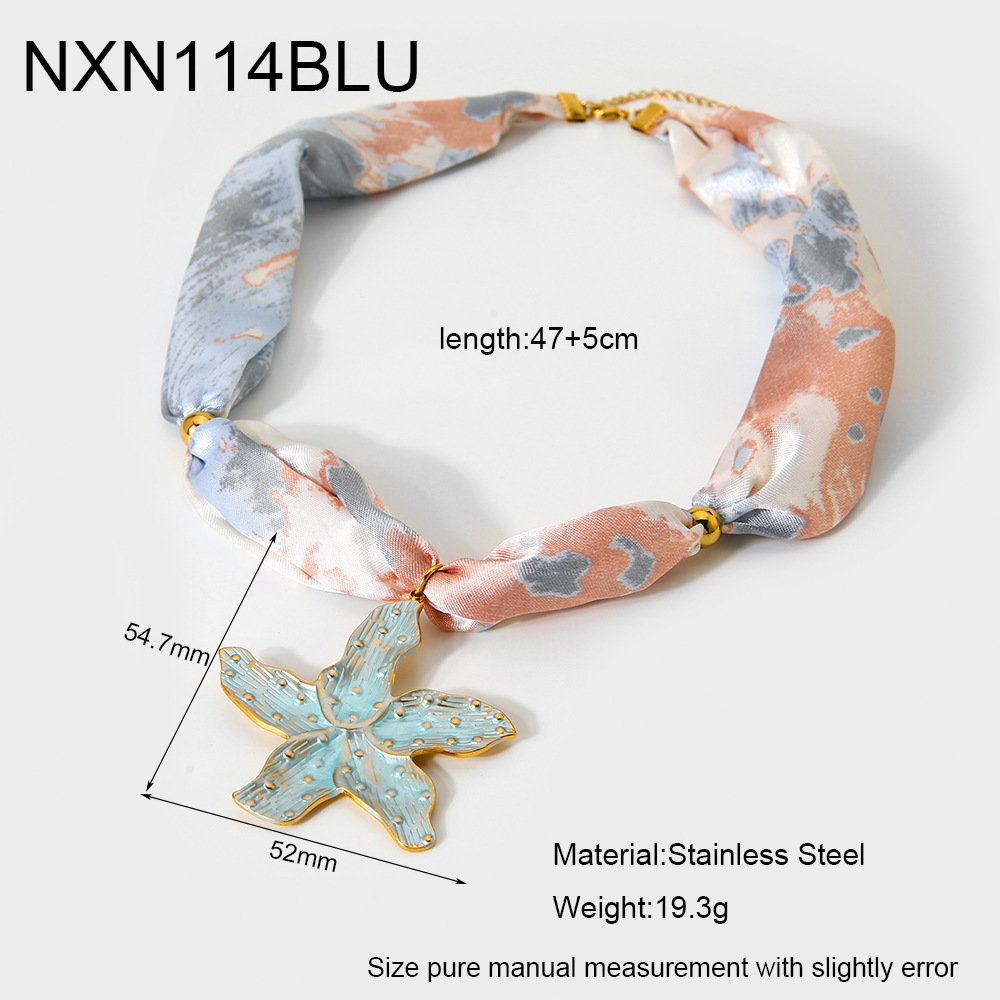 Collier Pendentif Fleur En Tissu Romantique 1 Pièce
