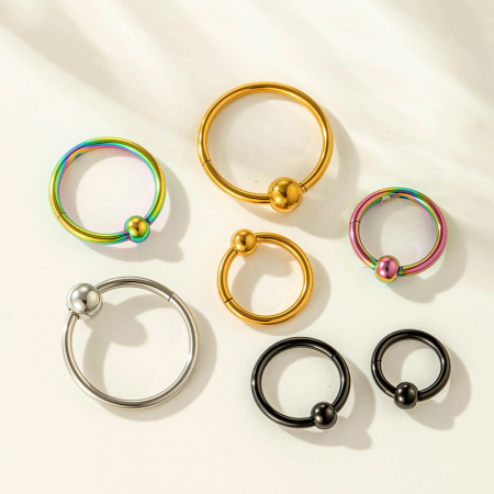 Boucle d'oreille piercing ronde simple en acier inoxydable étanche couleur or (1 pièce) 2