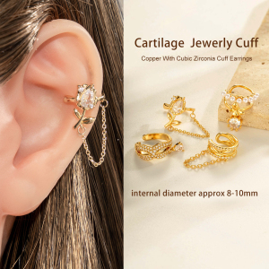 Boucle D'Oreille À Clip En Forme De Nœud Papillon En Cuivre Doré Et Zircon h5 Image4