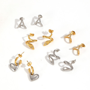 1 Paire De Boucles D'Oreilles Puces Pour Femmes, En Acier Inoxydable Étanche, Couleur Or, Avec Inscription « Simple Curse ». h5 Image4