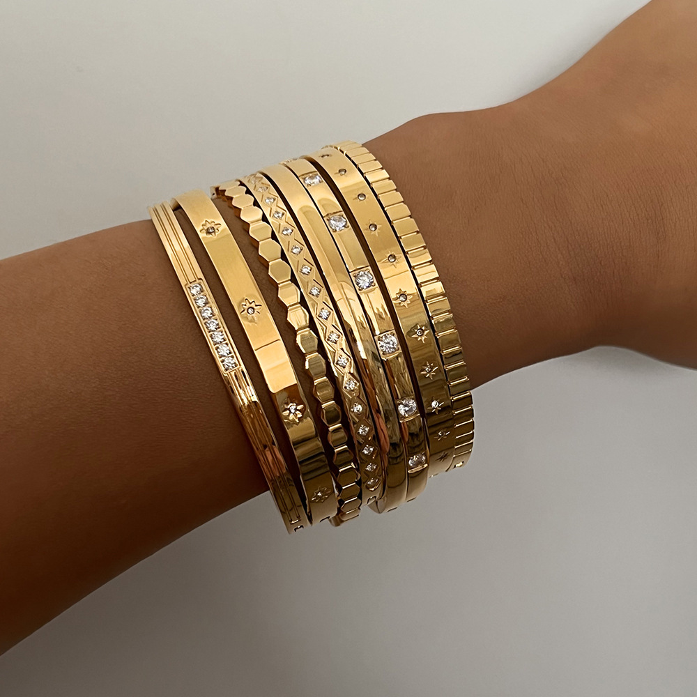 Bracelets Classiques Pour Femmes En Acier Inoxydable Imperméable Et Strass h5Image4
