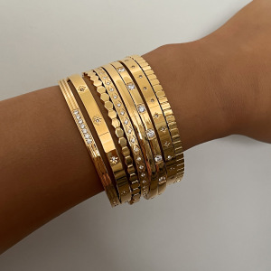 Bracelets Classiques Pour Femmes En Acier Inoxydable Imperméable Et Strass h5 Image4