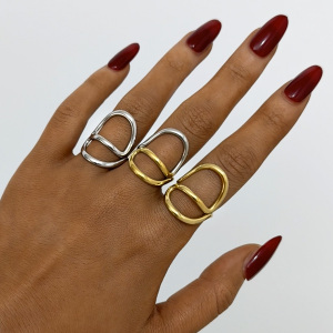 Bague Tendance Décontractée De Forme Irrégulière En Acier Inoxydable, Couleur Or, Étanche. h5 Image3