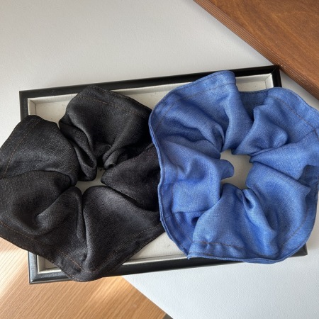 1 chouchou simple et décontracté en tissu de couleur unie pour femme 2