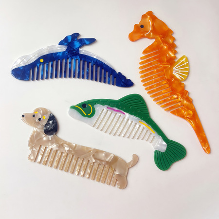 Peigne pour femme en feuille d'acétate de cellulose d'organisme marin, 1 pièce