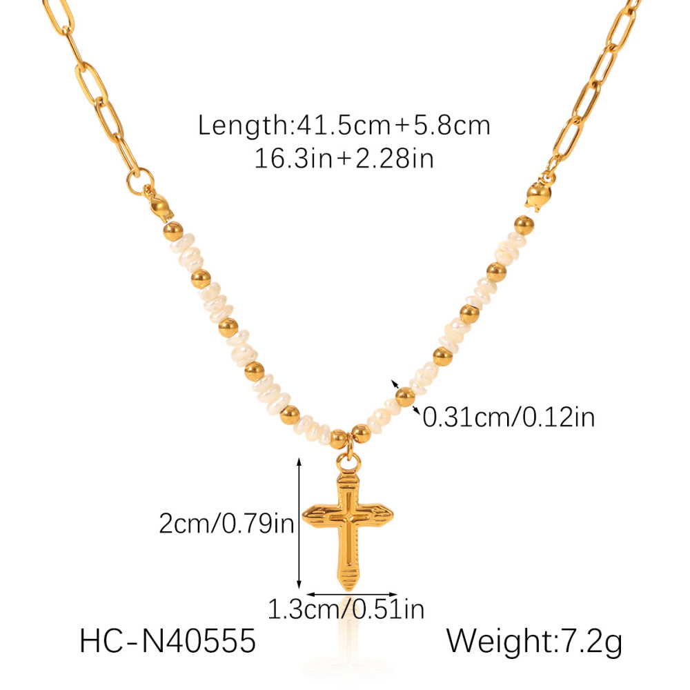 1 Paire De Colliers Pendentifs Daily Cross Pour Femmes, En Acier Inoxydable Étanche, Collection Simple Series Image2