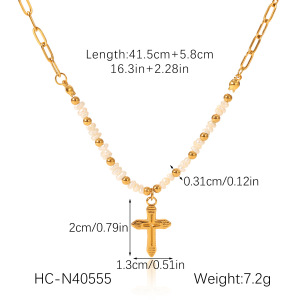 1 Paire De Colliers Pendentifs Daily Cross Pour Femmes, En Acier Inoxydable Étanche, Collection Simple Series h5 Image2