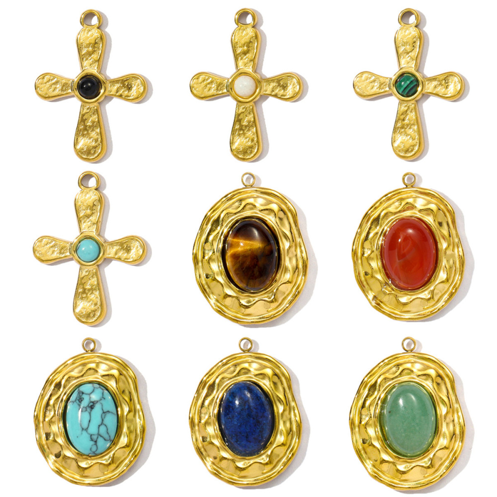 Pendentif Élégant En Pierre Naturelle Pour Femme, 1 Pièce, Croix Image5