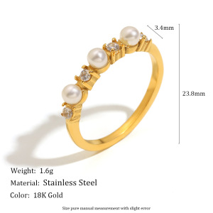 Bague Pour Femme, Collection Simple Series, Élégante Et Ronde, En Acier Inoxydable Étanche, Sertie De Pierres Précieuses (1 Pièce). h5 Image2