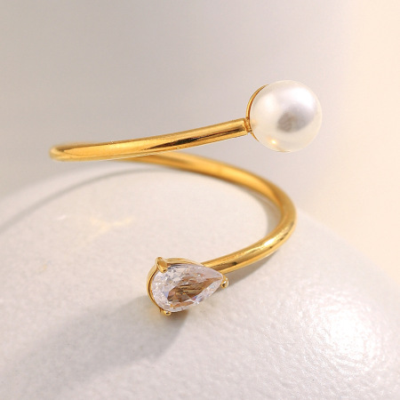 Bague minimaliste élégante et torsadée en acier inoxydable, étanche, couleur or (1 pièce) 2