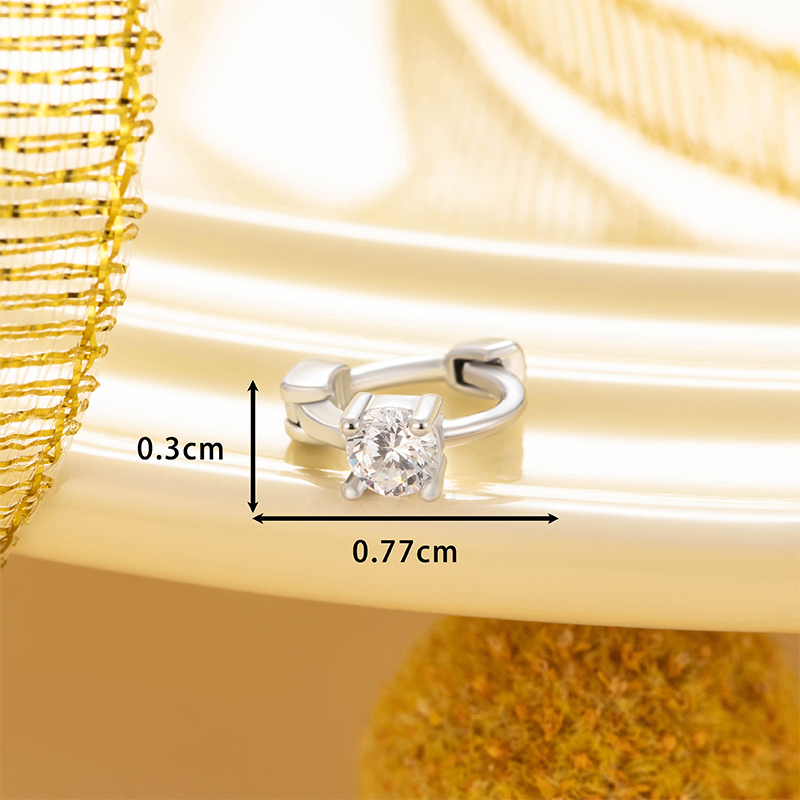 1 Paire De Boucles D'Oreilles Créoles Géométriques Simples En Cuivre Sans Placage Et Zircone Pour Femme Image2