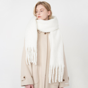 1 Écharpe D'Hiver Simple En Polyester De Couleur Unie Pour Femme h5 Image2