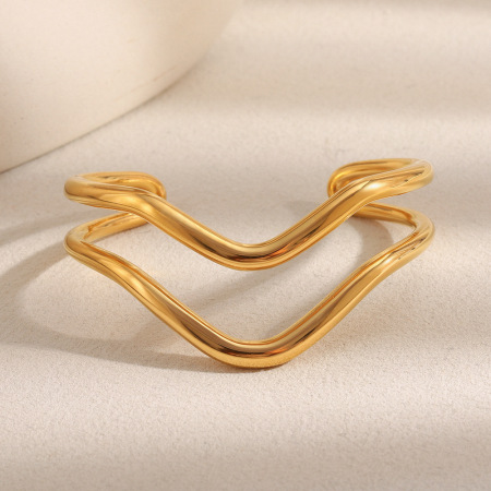 Bracelet jonc étanche en acier inoxydable pour femme, collection Simple Series Daily Lines (1 pièce)