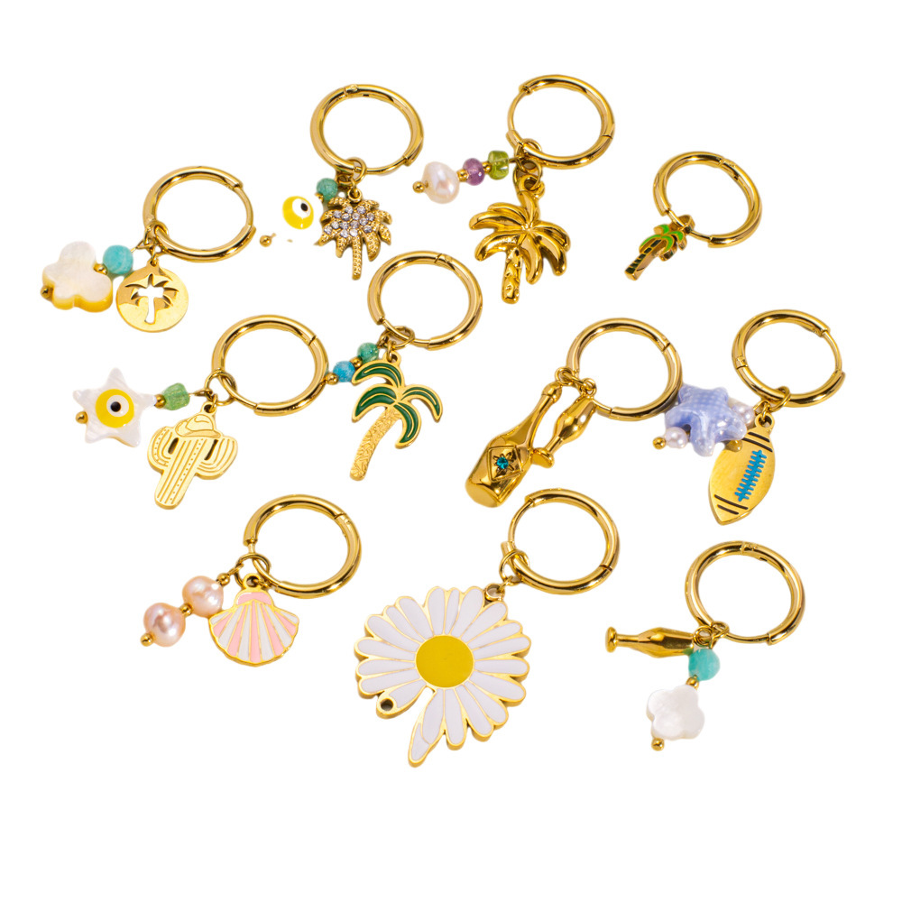 Boucles D'Oreilles Pendantes En Acier Inoxydable Pour Femme, Série Romantique, Motif Fleur Naturelle, 1 Pièce Image5