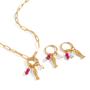Ensemble Collier Et Collier En Acier Inoxydable Couleur Or, Couleur Poisson h5 Image5