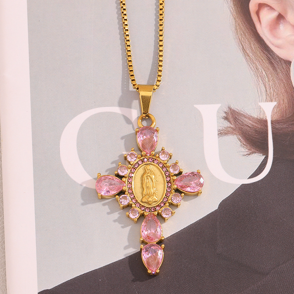 Colliers Pendentifs Pour Femmes, Collection Luxueuse, Croix Classique, En Acier Inoxydable Étanche Image3