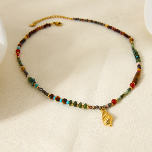 Collier De Perles Couleur Or En Pierres Naturelles, 1 Pièce h5 Image3