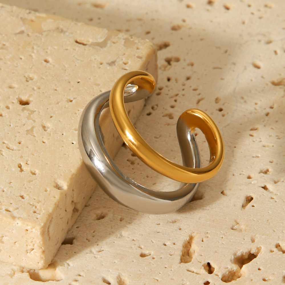 Bague Simple Et Élégante Au Quotidien, En Acier Inoxydable Imperméable, De Forme Irrégulière. Image7