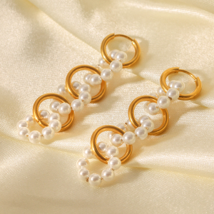 Boucles D'Oreilles Perles Pour Femme, Collection Daily Circle, En Acier Inoxydable Étanche (1 Paire) h5 Image7