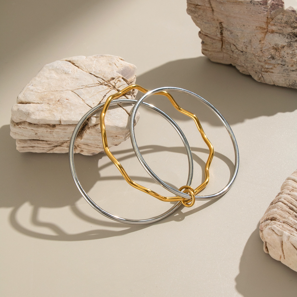 Bracelet Simple Pour Femme, 1 Pièce, Mélange De Couleurs Or Et Argent, Série Quotidienne Image2