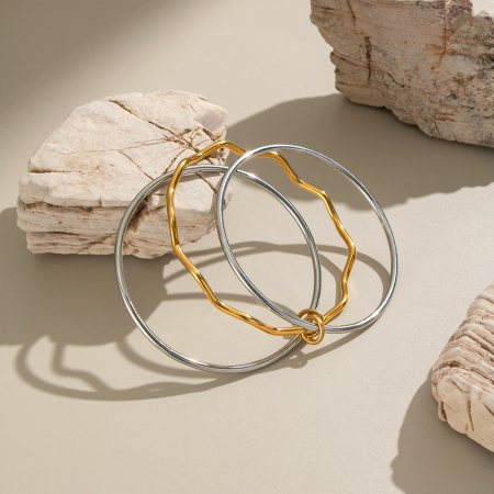 Bracelet simple pour femme, 1 pièce, mélange de couleurs or et argent, série quotidienne 2