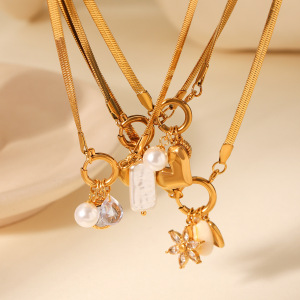 Colliers Pendentifs Pour Femmes, Simples Et Élégants, En Acier Inoxydable, Étanches, Couleur Or Et Perle. h5 Image3