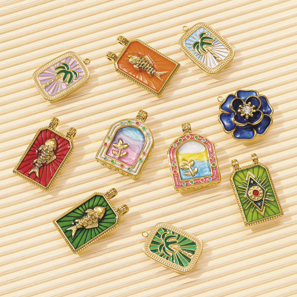 Pendentif Classique Pour Femme En Acier Inoxydable Étanche, Motif Tarot (1 Pièce) Image5