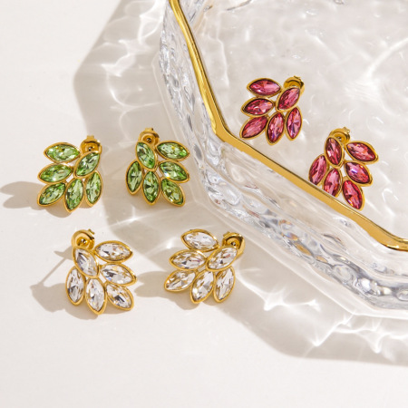 Boucles d'oreilles puces pour femmes, simples et élégantes, en acier inoxydable étanche. 2