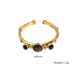 Bague Pour Femme En Acier Inoxydable Étanche, Forme Irrégulière, Style Rétro Simple, Ornée De Pierres Précieuses (1 Pièce). h5 