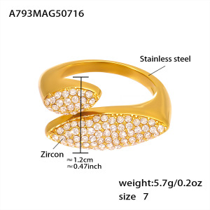 Bague Pour Femme En Acier Inoxydable Doré, Étanche, Ornée D'Un Zircon, Au Design Luxueux (1 Pièce). h5 Image2