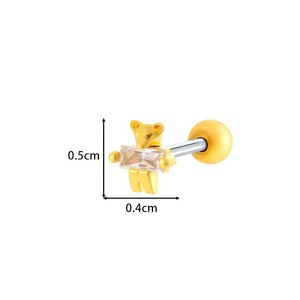 Boucle D'Oreille Piercing En Forme De Nœud En Cuivre Doré Et Zircon h5 Image2