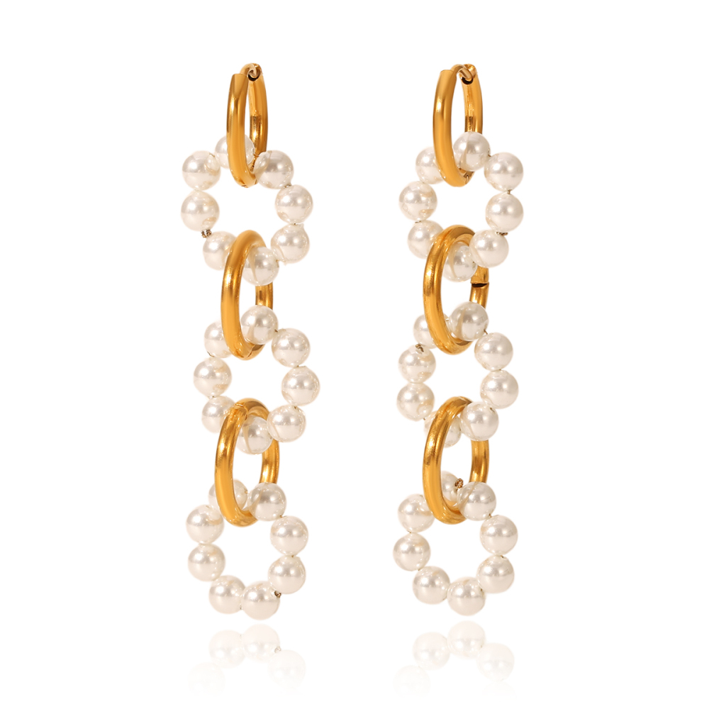Boucles D'Oreilles Perles Pour Femme, Collection Daily Circle, En Acier Inoxydable Étanche (1 Paire) 