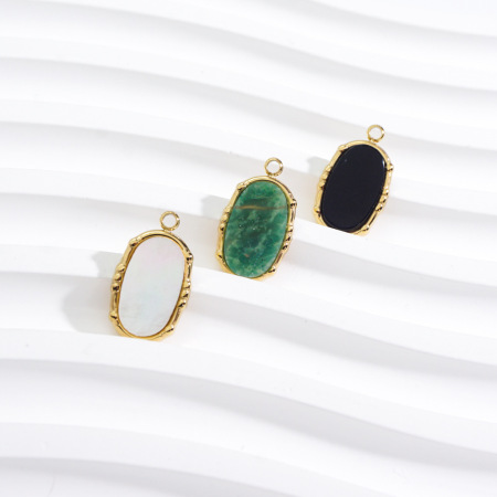 Pendentifs pour femmes, série simple, forme irrégulière rétro, pierres naturelles, 1 pièce 2