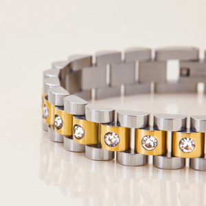 Bracelet Chaîne Classique Patchwork En Acier Inoxydable Étanche Couleur Or Pour Femme (1 Pièce) h5 Image4
