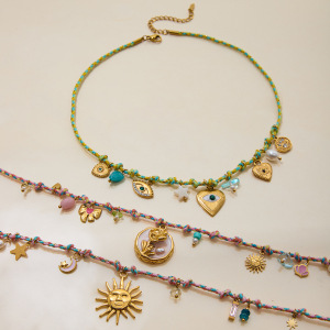 Collier Tressé Pour Femme, 1 Pièce, En Acier Inoxydable Polychrome, Couleur Or, Étanche. h5 Image9