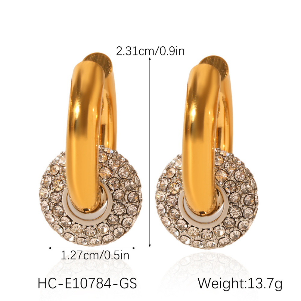 Boucles D'Oreilles Pendantes Pour Femmes, Style Géométrique Simple, En Acier Inoxydable Étanche Avec Zircon. Image2