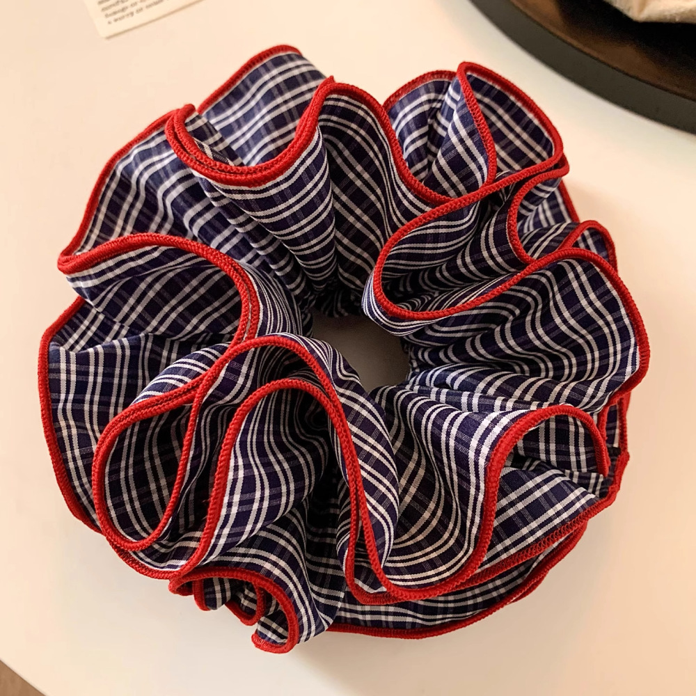 1 Chouchou Romantique Haut De Gamme À Carreaux Bleu Marine Pour Femme 