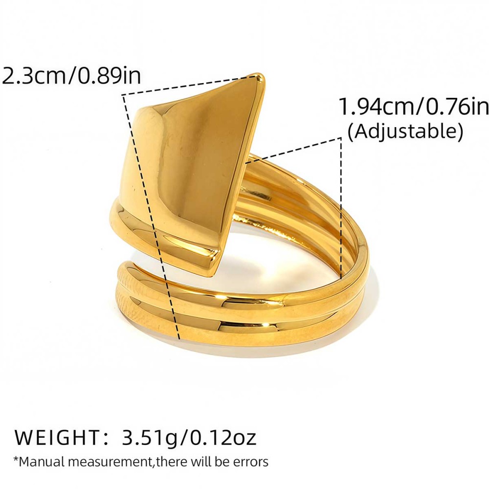 Bague Décontractée En Acier Inoxydable De Forme Irrégulière, Couleur Or, 1 Pièce 