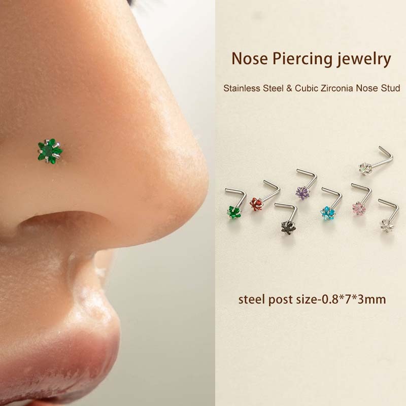 Piercing De Nez En Acier Inoxydable Étanche Avec Zircon (1 Pièce) Image4