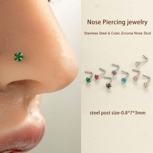 Piercing De Nez En Acier Inoxydable Étanche Avec Zircon (1 Pièce) h5 Image4