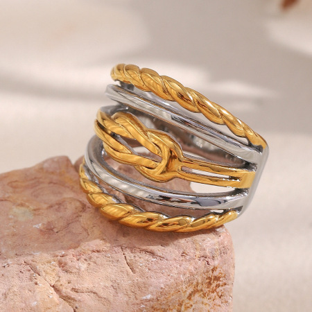 Bague tendance décontractée en acier inoxydable de couleur assortie, 1 pièce, collection Simple, style mixte, étanche.