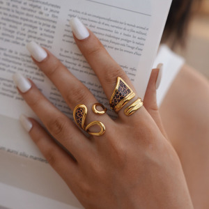 Bague Tendance Simple Et Décontractée En Acier Inoxydable Imperméable À Imprimé Léopard (1 Pièce) h5 Image3